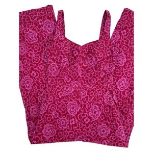Maeve Anthropologie The Colette Jumpsuit Pink Red Floral Wide Leg Womens Size 2
